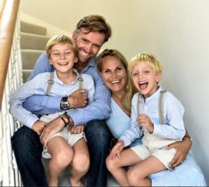 Caption: Interior designer Katharine Pooley with her family