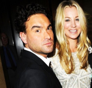 Johnny Galecki with his wife 
