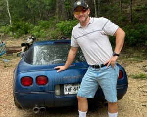 Caption: Dr. Matt Carriker with his car