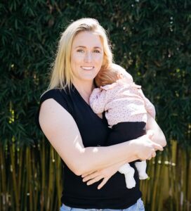 Caption: Sally Pearson with her child