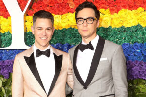 Caption: Jim Parsons with his husband Todd Spiewak