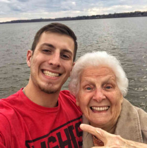 Caption: Youtuber Ross Smith with his grandmom (Photo: Bio mask)