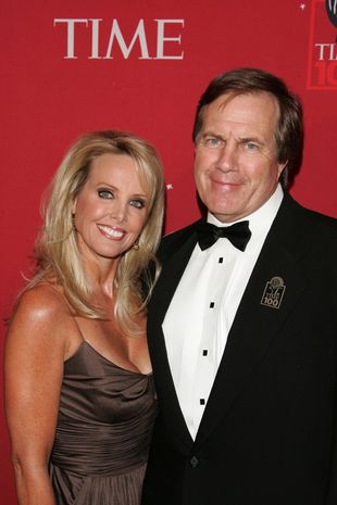 Caption: Bill Belichick with his Wife
